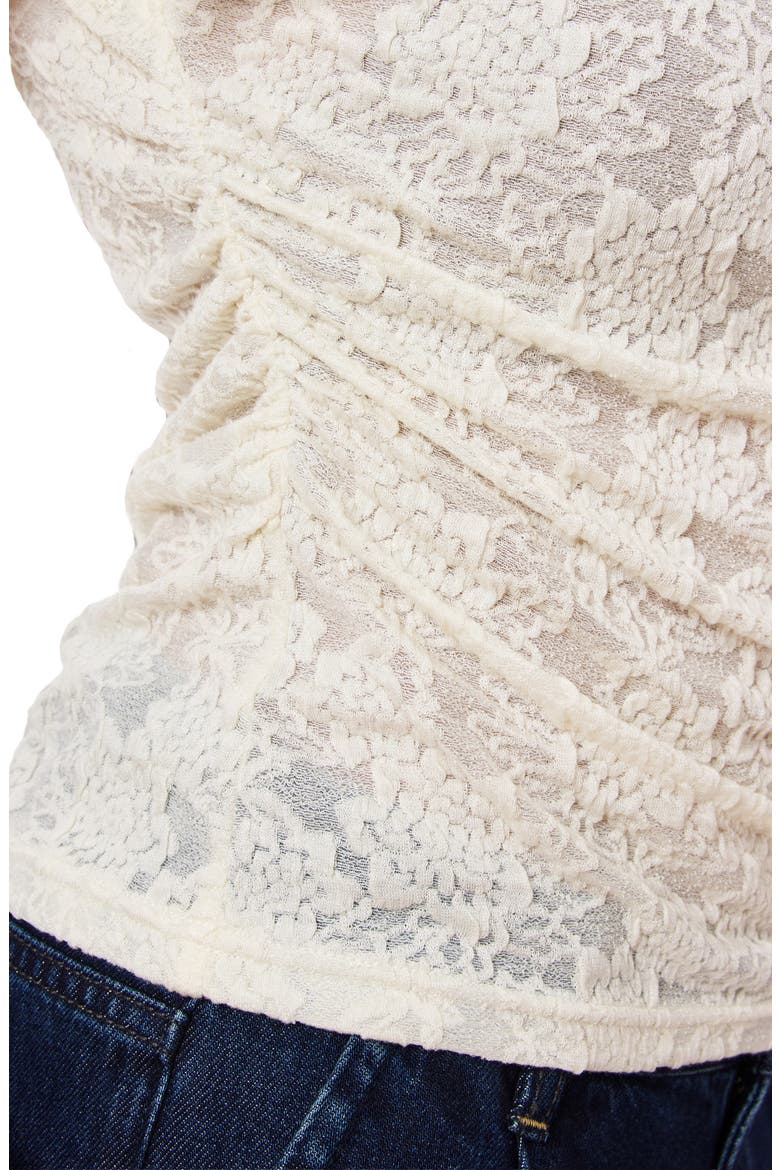Cap Sleeve Dolman Mock Neck Lace Top, Alternate, color, ANTIQUE WHITE