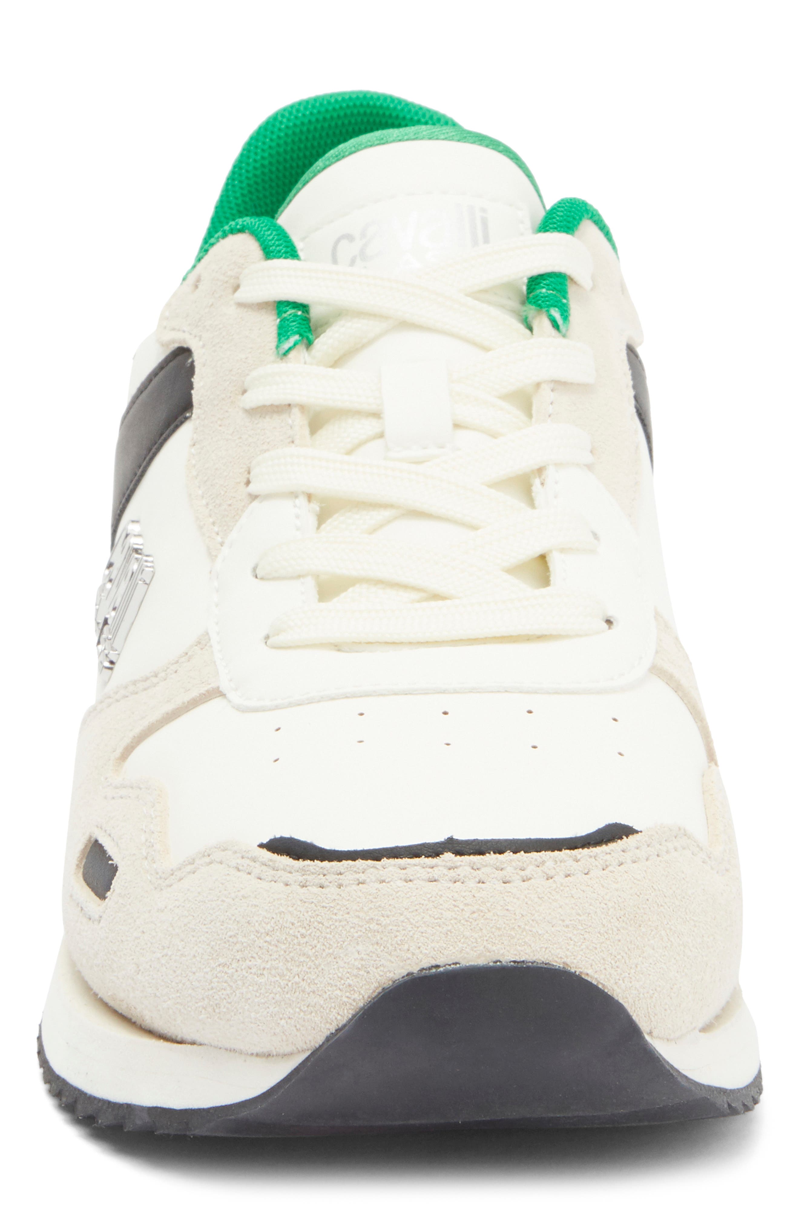 Roberto Cavalli Low Top Runner Sneaker, Alternate, color, Farro/ Off White/ Green/ Black