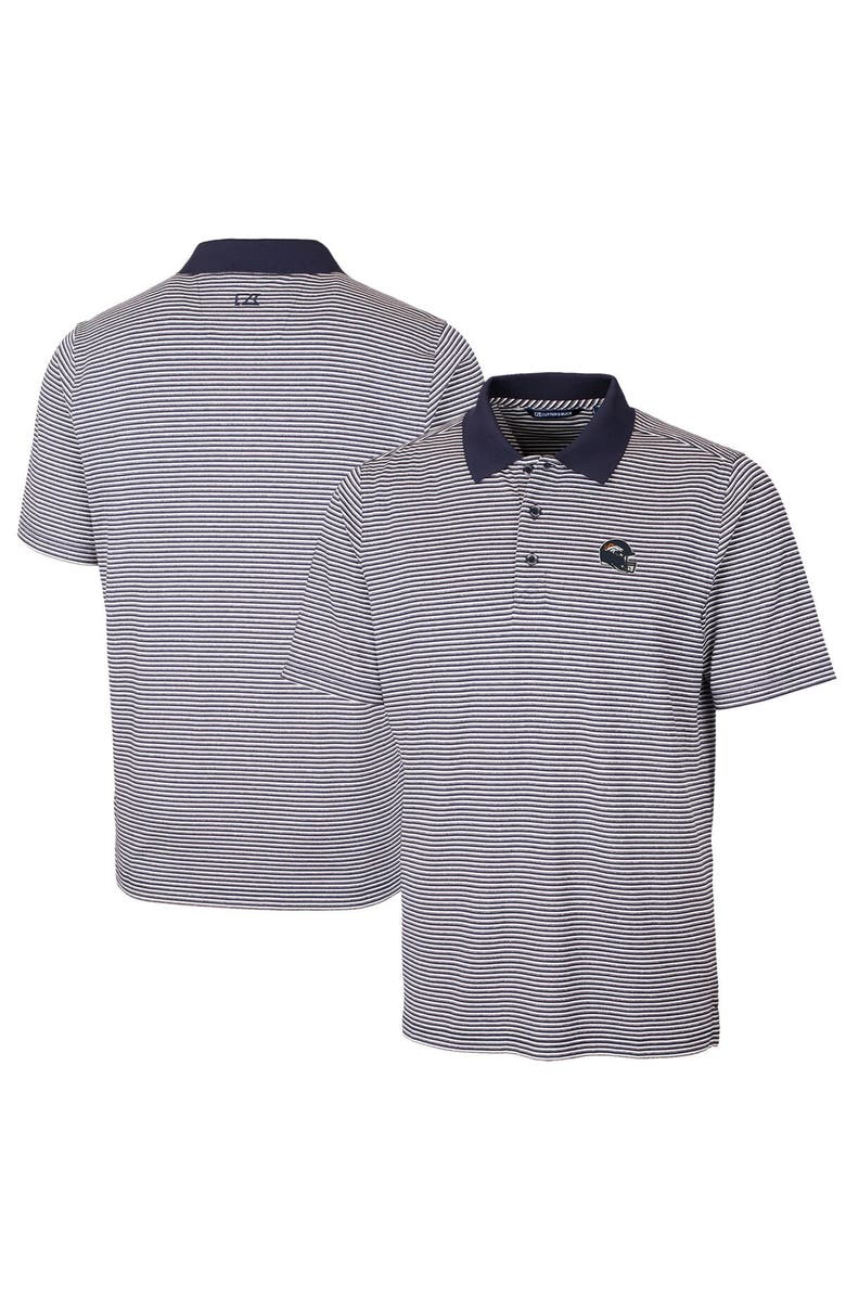 Cutter & Buck Men's Cutter & Buck  Navy Denver Broncos Helmet Forge Tonal Stripe Stretch Polo, Main, color, 