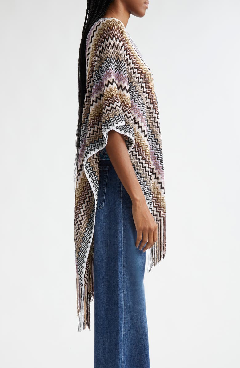 Missoni Chevron Stripe Fringe Poncho, Alternate, color, 