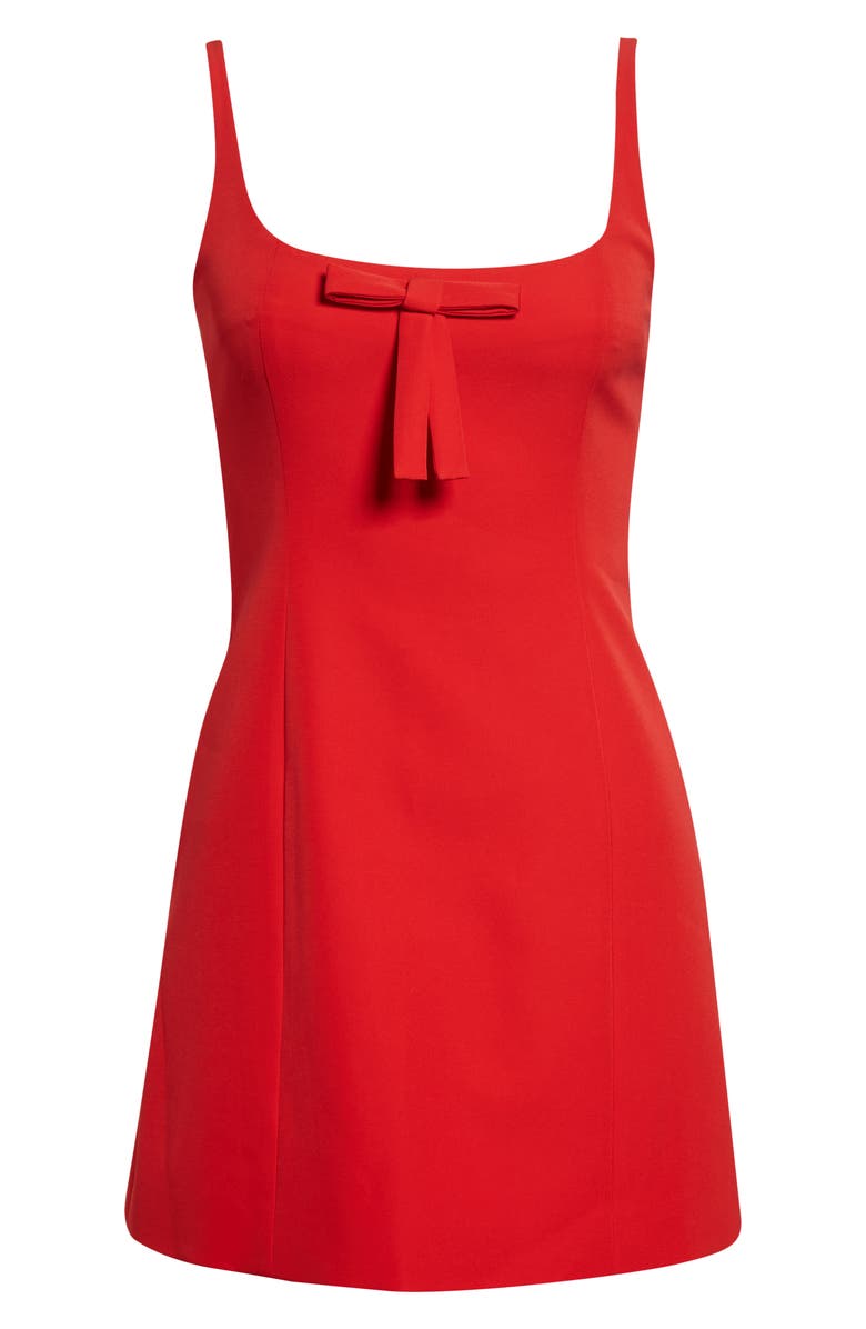 Sandy Liang Naomi Bow Detail Sponge Suiting Sheath Dress, Alternate, color, Red