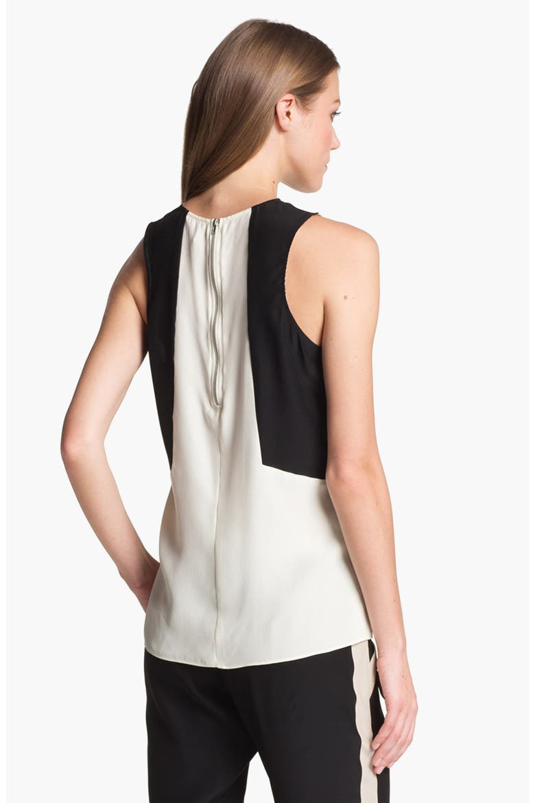 'Gina' Colorblock Silk Top, Alternate, color, WHITE