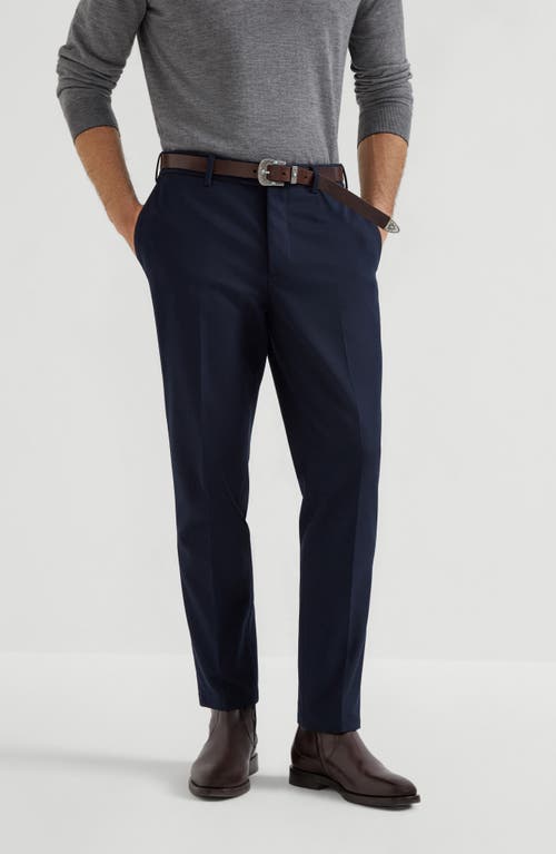 Brunello Cucinelli Stretch-cotton Garment-dyed Trousers In Blue