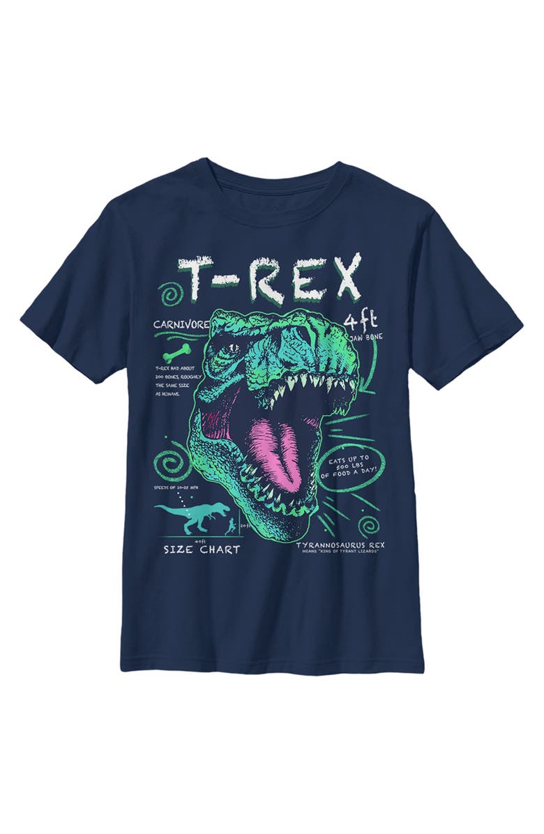 Lost Gods Boy's Lost Gods T-Rex Schematic Detail  Graphic T-Shirt, Main, color, Navy Blue