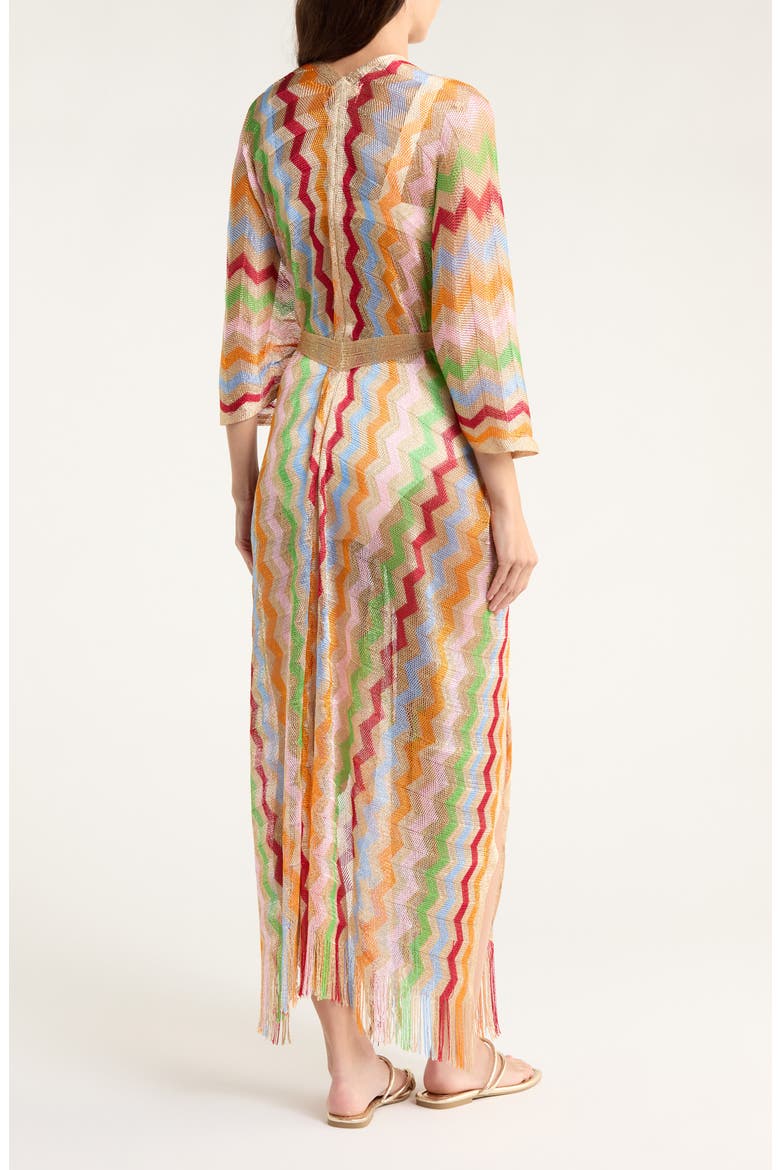 Chevron Cover-Up Caftan, Alternate, color, BEIGE MULTI