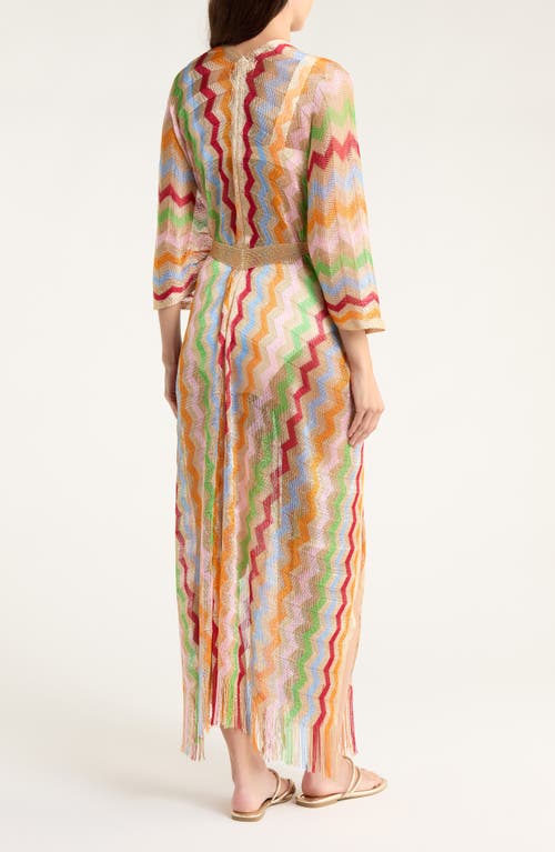 Elan Chevron Cover-up Caftan In Multi