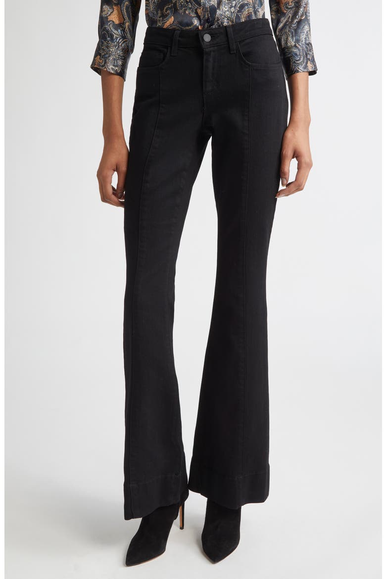 Lenora Front Seam Flare Leg Jeans, Main, color, NOIR
