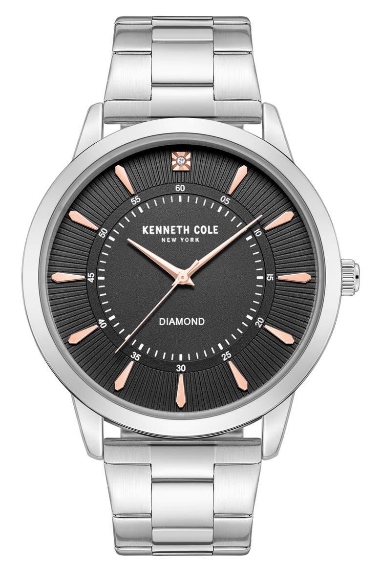 Genuine Diamond Bracelet Watch, 44mm - 0.005ct., Main, color, SILVER