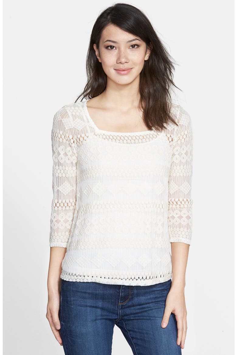 Square Neck Lace Top, Main, color, NIGORI