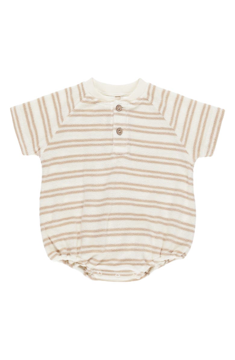 QUINCY MAE Stripe Cotton Terry Henley Bubble Romper, Main, color, 