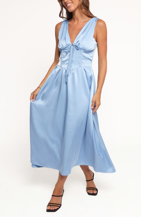Verena Plunge Neck Satin Dress