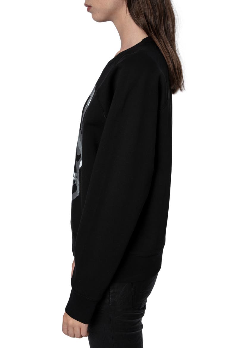 Camo Skull Cotton Graphic Sweatshirt, Alternate, color, NOIR
