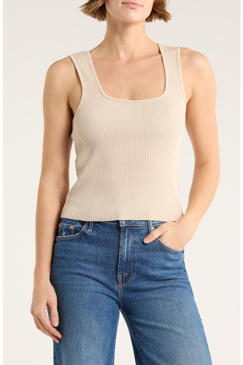 Sweetheart Neck Ribbed Crop Tank, Main, color, LIGHT OAT