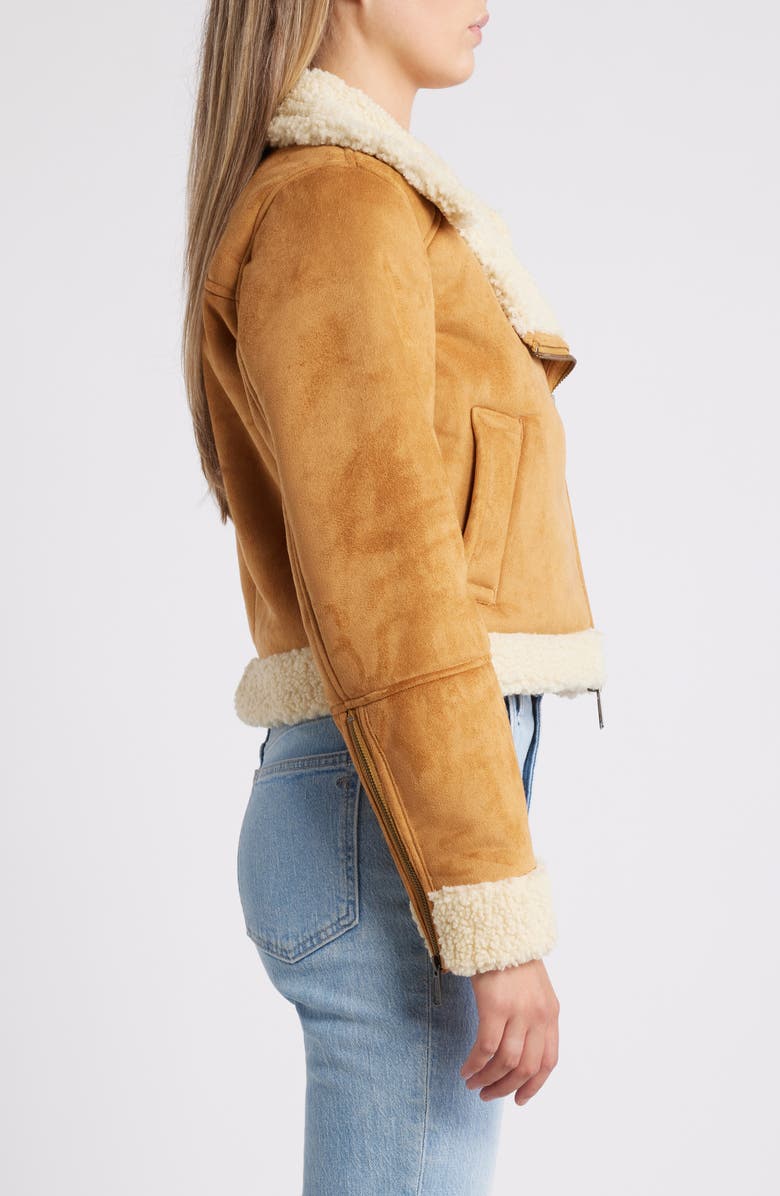 Marine Layer Faux Suede & High Pile Fleece Moto Jacket, Alternate, color, 