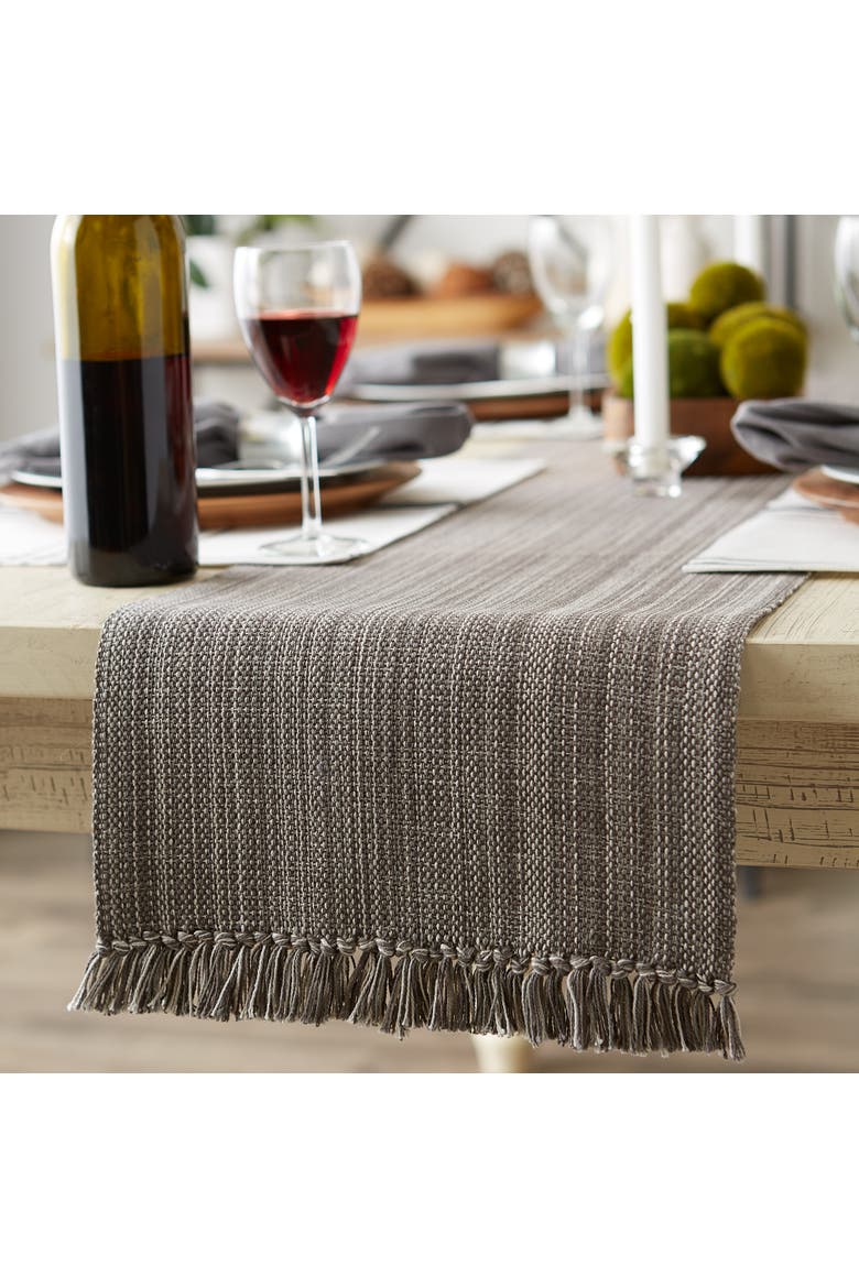 Variegated Fringe Table Runner, Alternate, color, Gray