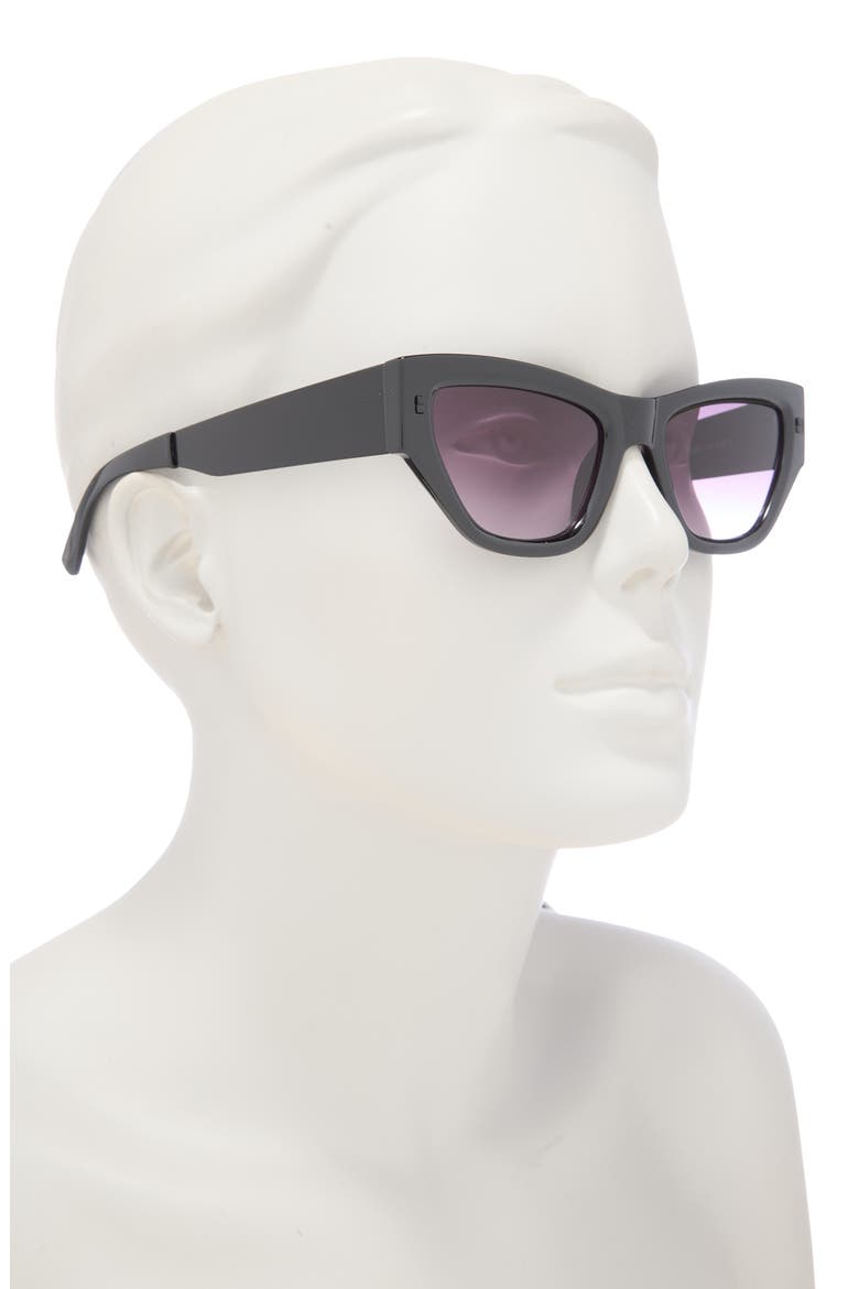 50mm Gradient Slim Cat Eye Sunglasses, Alternate, color, BLACK