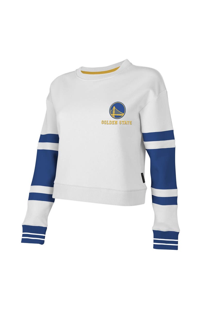 Stadium Essentials Women's Stadium Essentials White Golden State Warriors Scrimmage Cropped Pullover Sweatshirt, Alternate, color, White