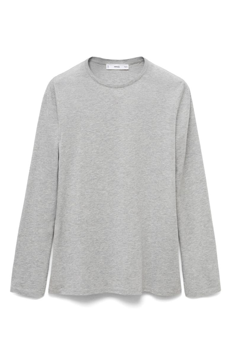 MANGO Long Sleeve Lyocell & Cotton Pajama T-Shirt, Alternate, color, Light/ Pastel Grey
