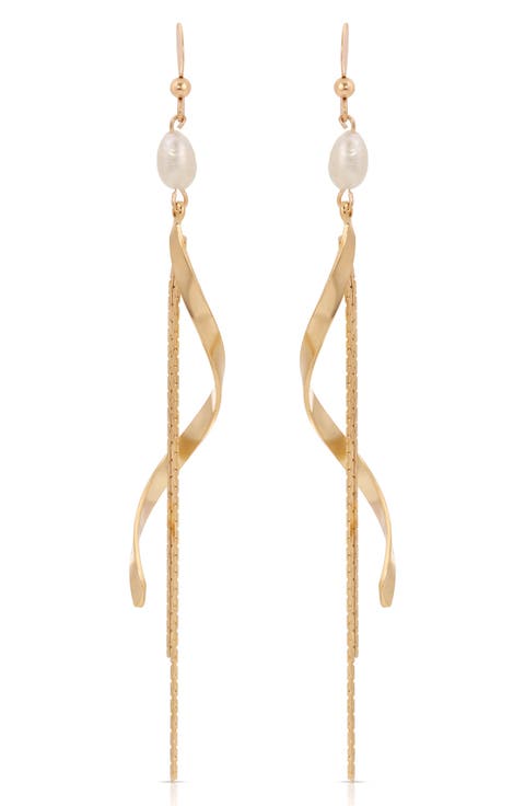 Freshwater Pearl Twisted Drop Earrings