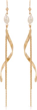 Ettika Freshwater Pearl Twisted Drop Earrings