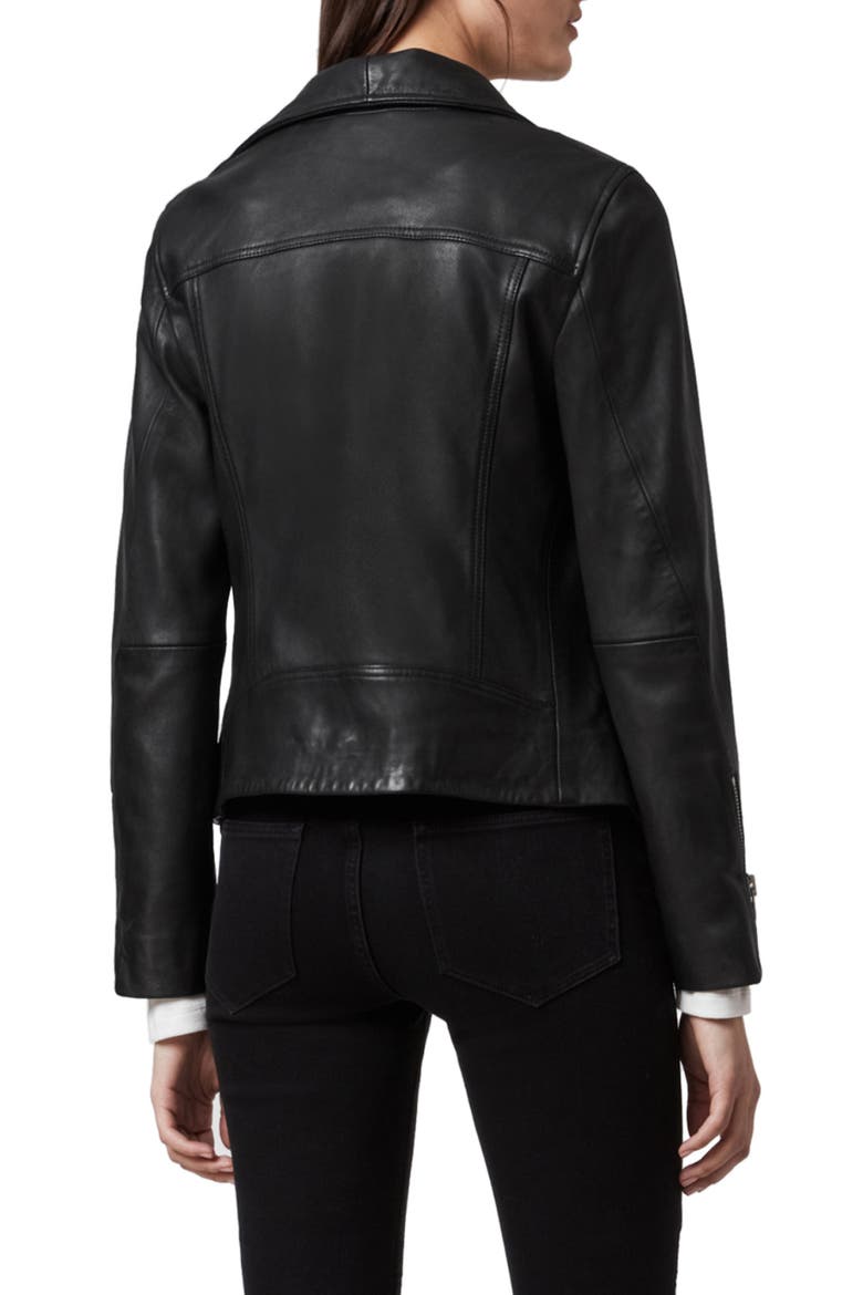 Ellis Leather Biker Jacket, Alternate, color, BLACK