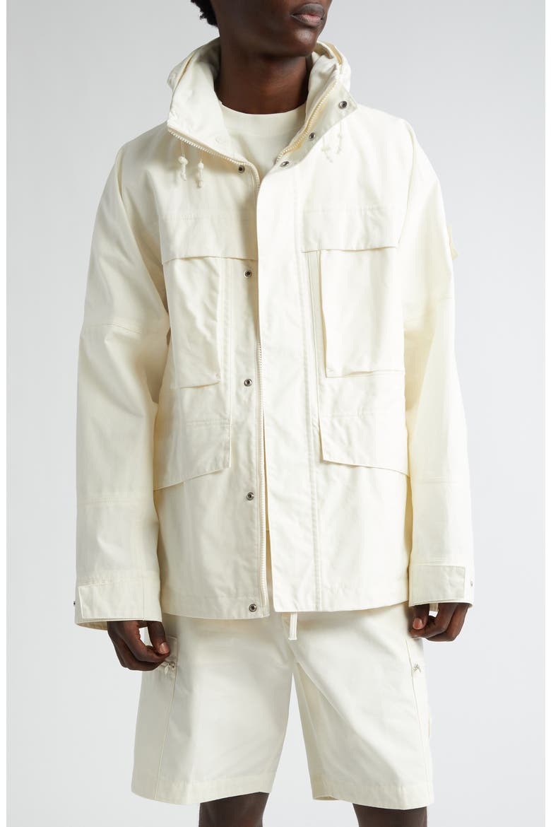 Ghost Cotton Utility Jacket with Stowaway Hood, Main, color, NATURAL