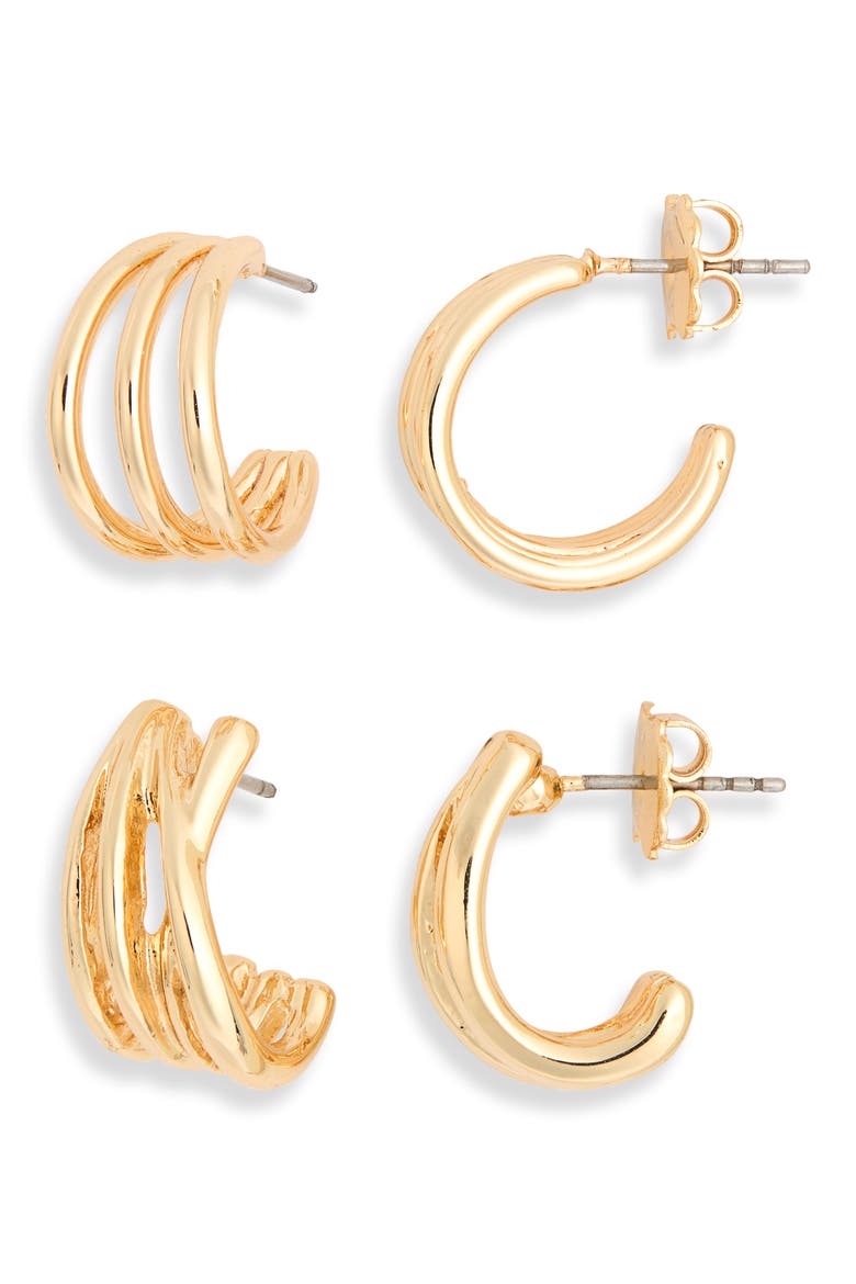 Split Hoop Earring Set, Main, color, GOLD