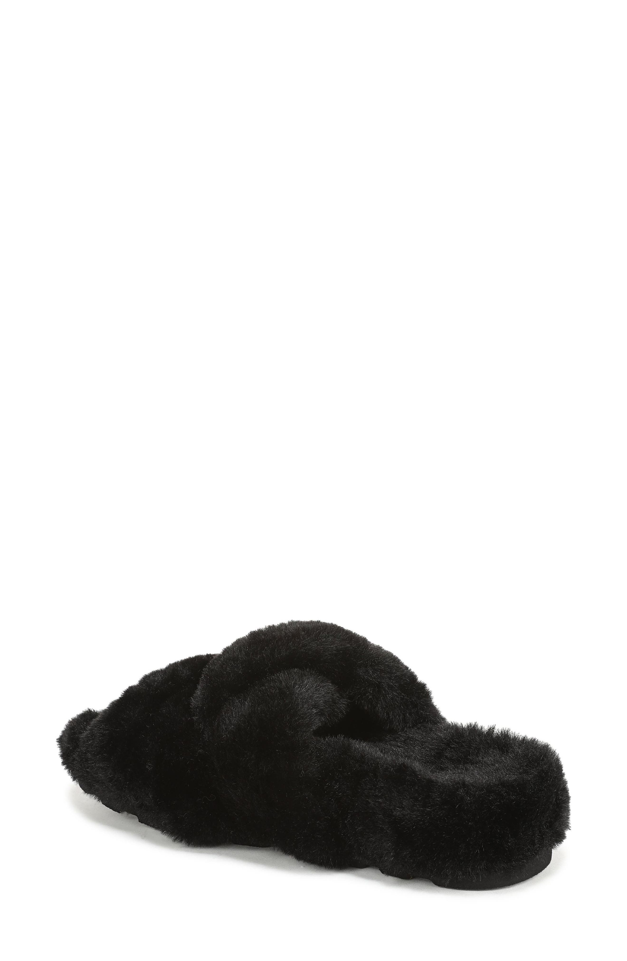 Peppa Faux Fur Slipper, Alternate, color, BLACK