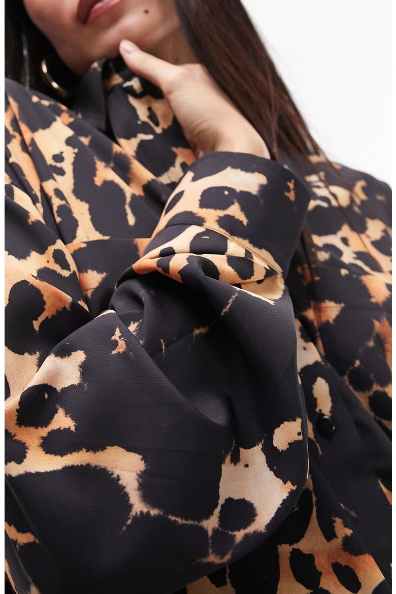 Oversize Animal Print Button-Up Shirt, Alternate, color, BLACK MULTI