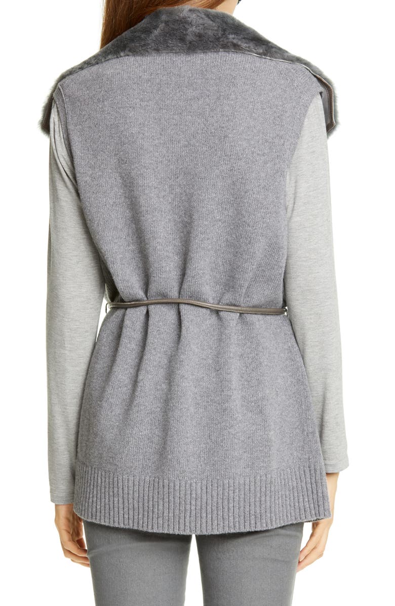 Lafayette 148 New York Genuine Shearling Panel Wool & Cashmere Vest, Alternate, color, 