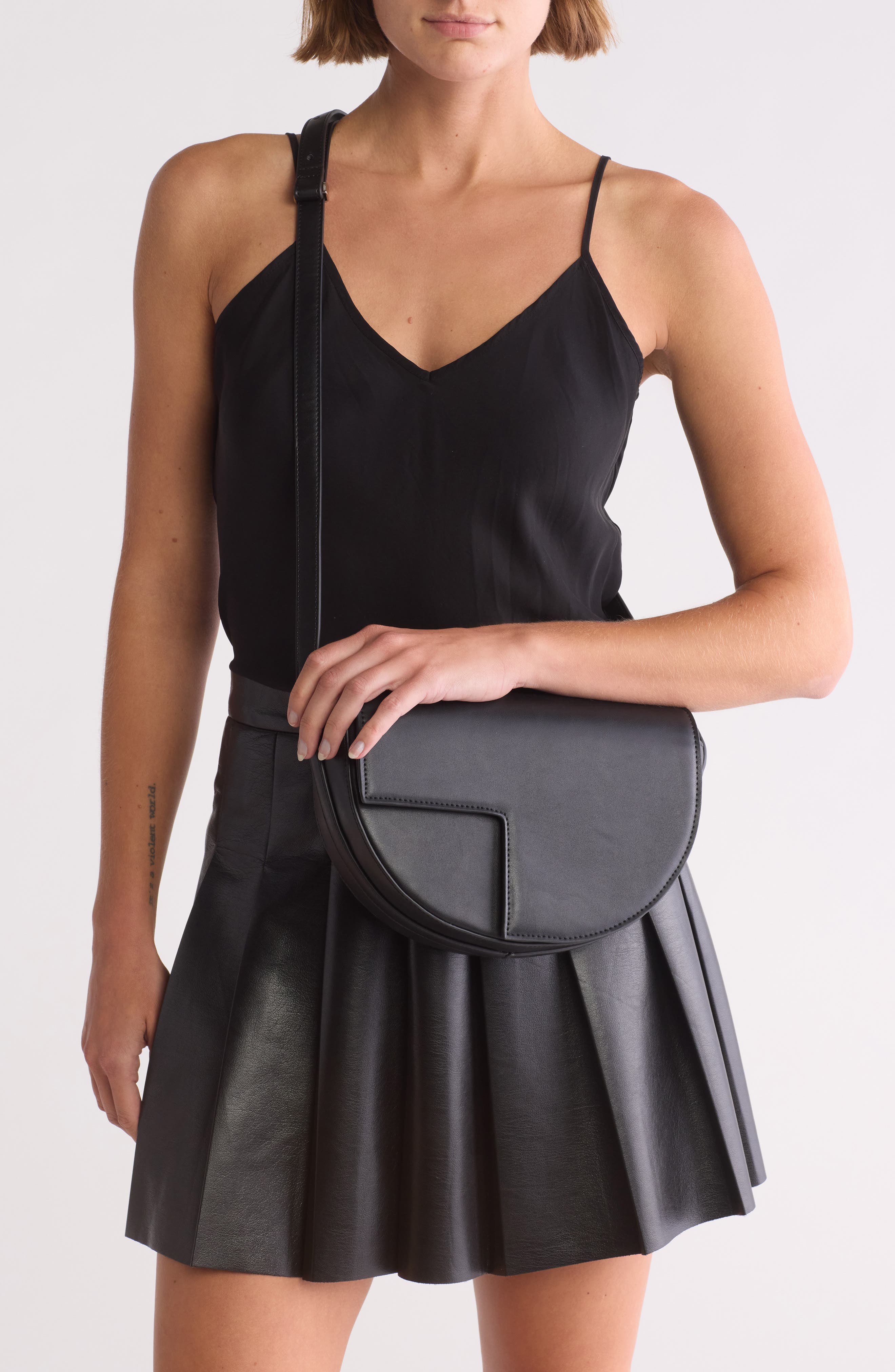 BCBG Geo Half Moon Crossbody Bag, Alternate, color, Black