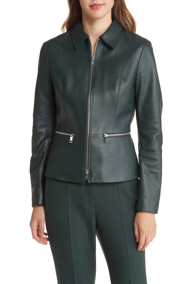 Salomea Leather Jacket, Alternate, color, OPEN GRN