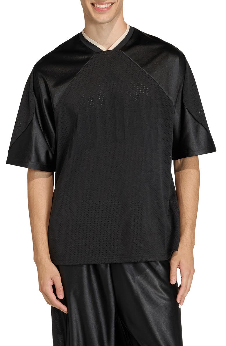 adidas Stadium Graphic Mesh T-Shirt, Main, color, Black/ Off White