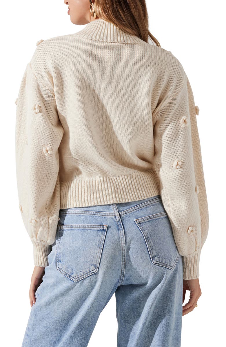 ASTR the Label Flower Appliqué Mock Neck Sweater, Alternate, color,