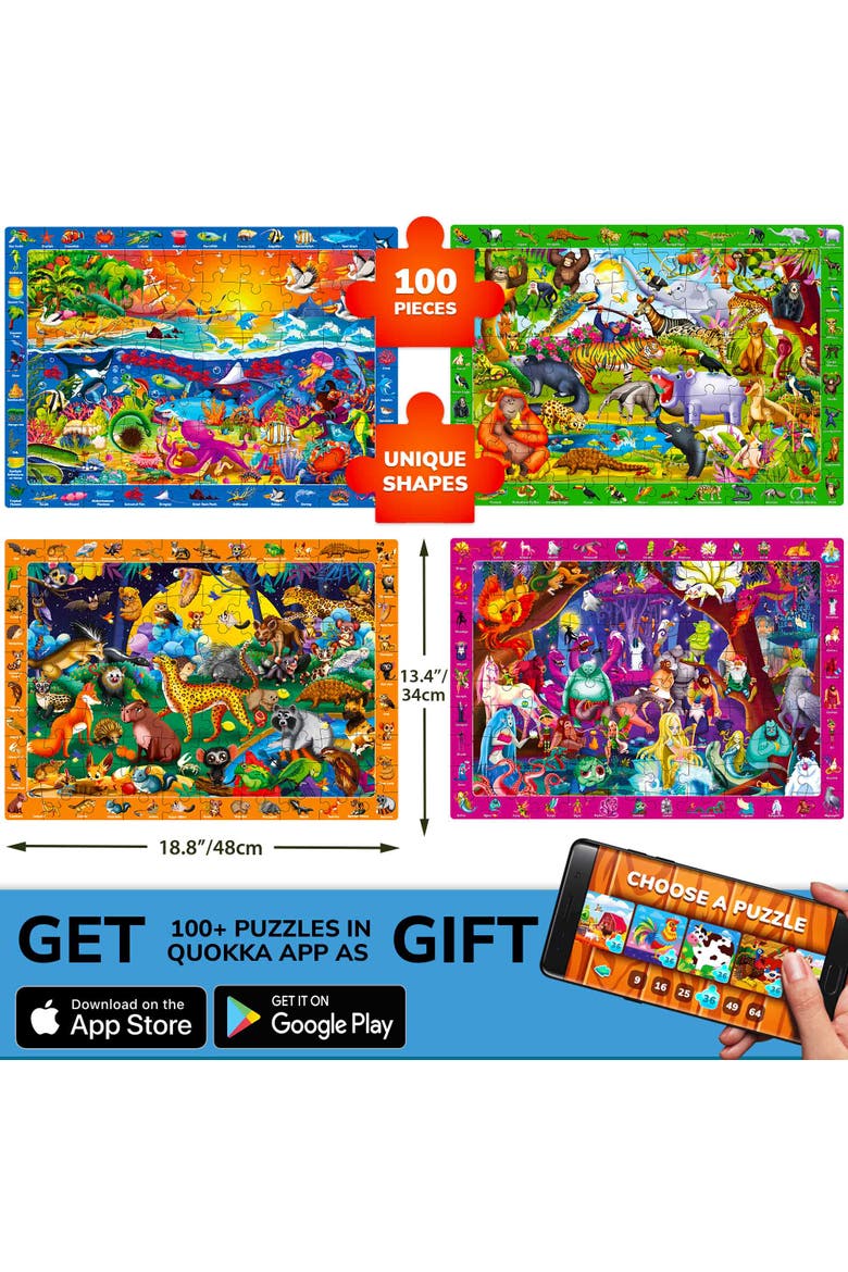 Kids Jigsaw Puzzles 100 Piece - Animal, City, Nature & Everyday Life Themes, Alternate, color, Nocturnal Life