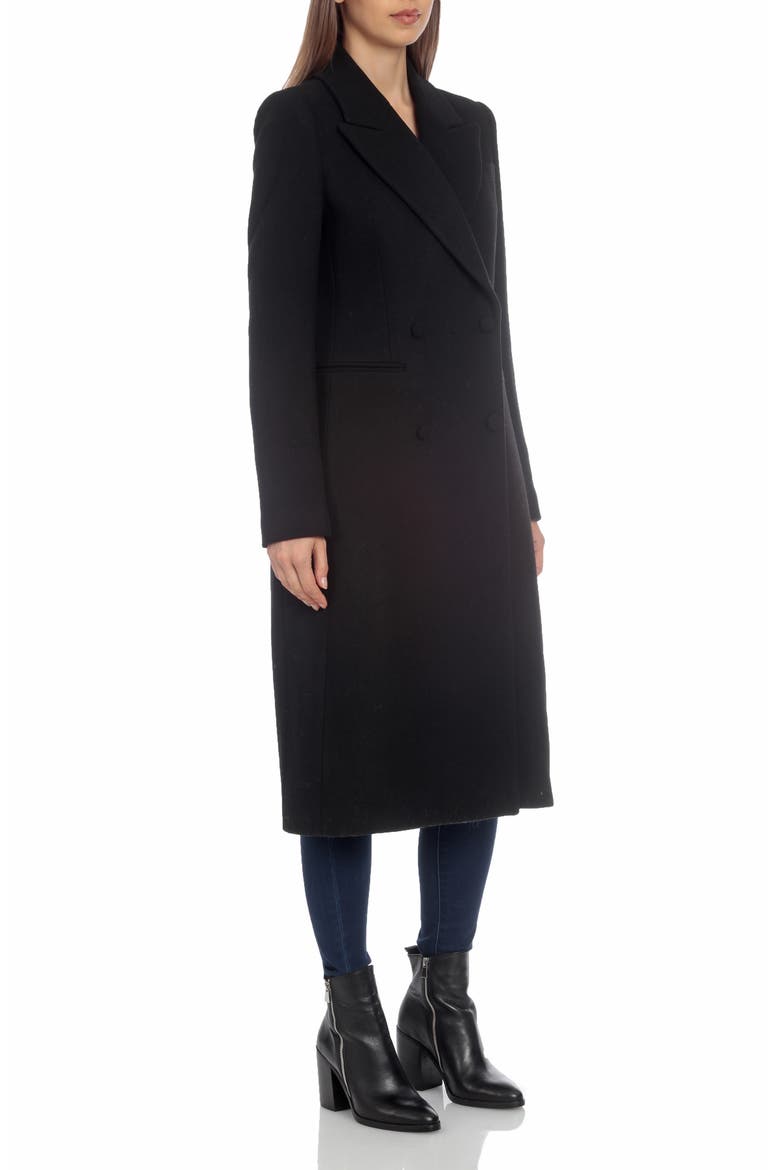 Double Breasted Coat, Alternate, color, BLACK