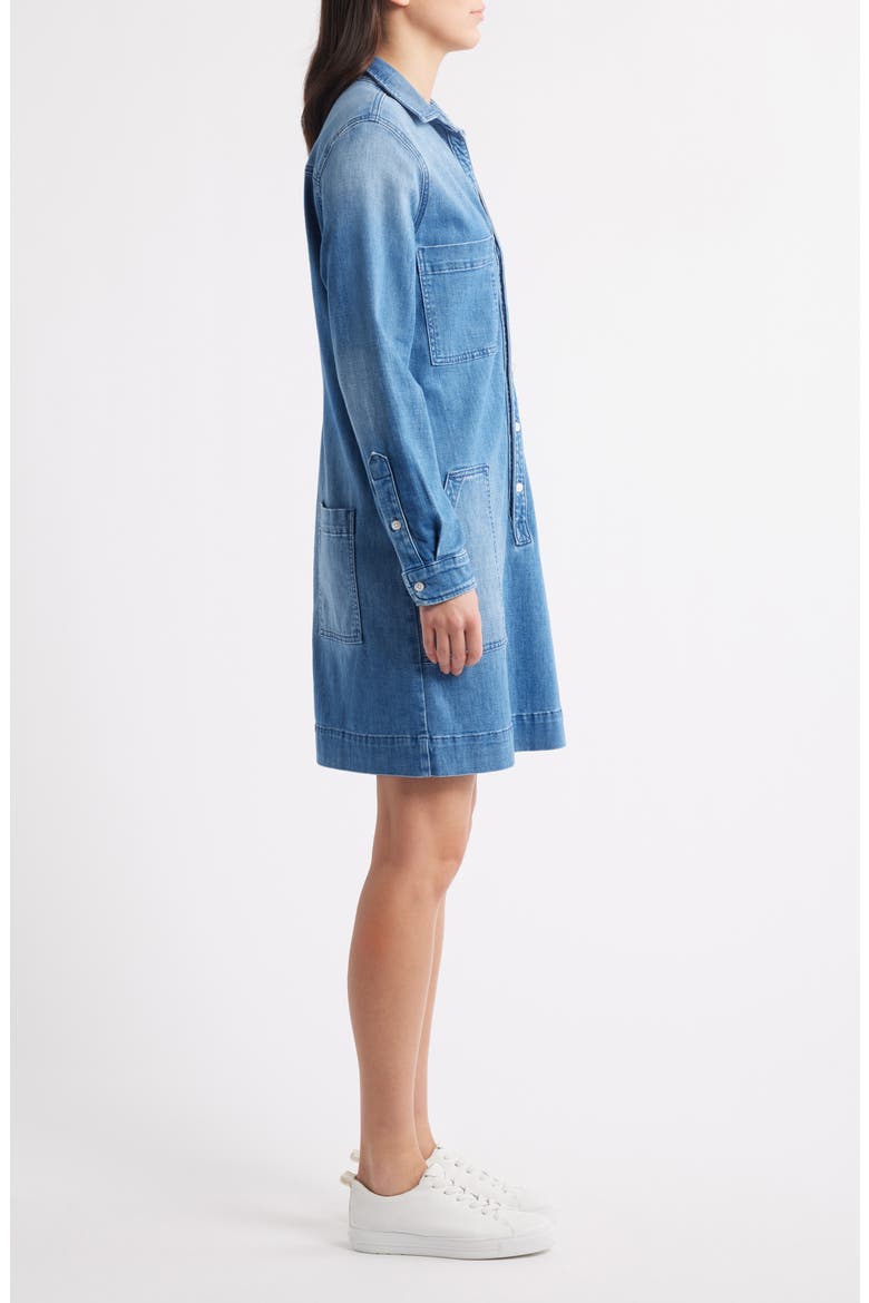 Ireland Patch Pocket Long Sleeve Denim Shirtdress, Alternate, color, BLUE WITH LIGHT WASH