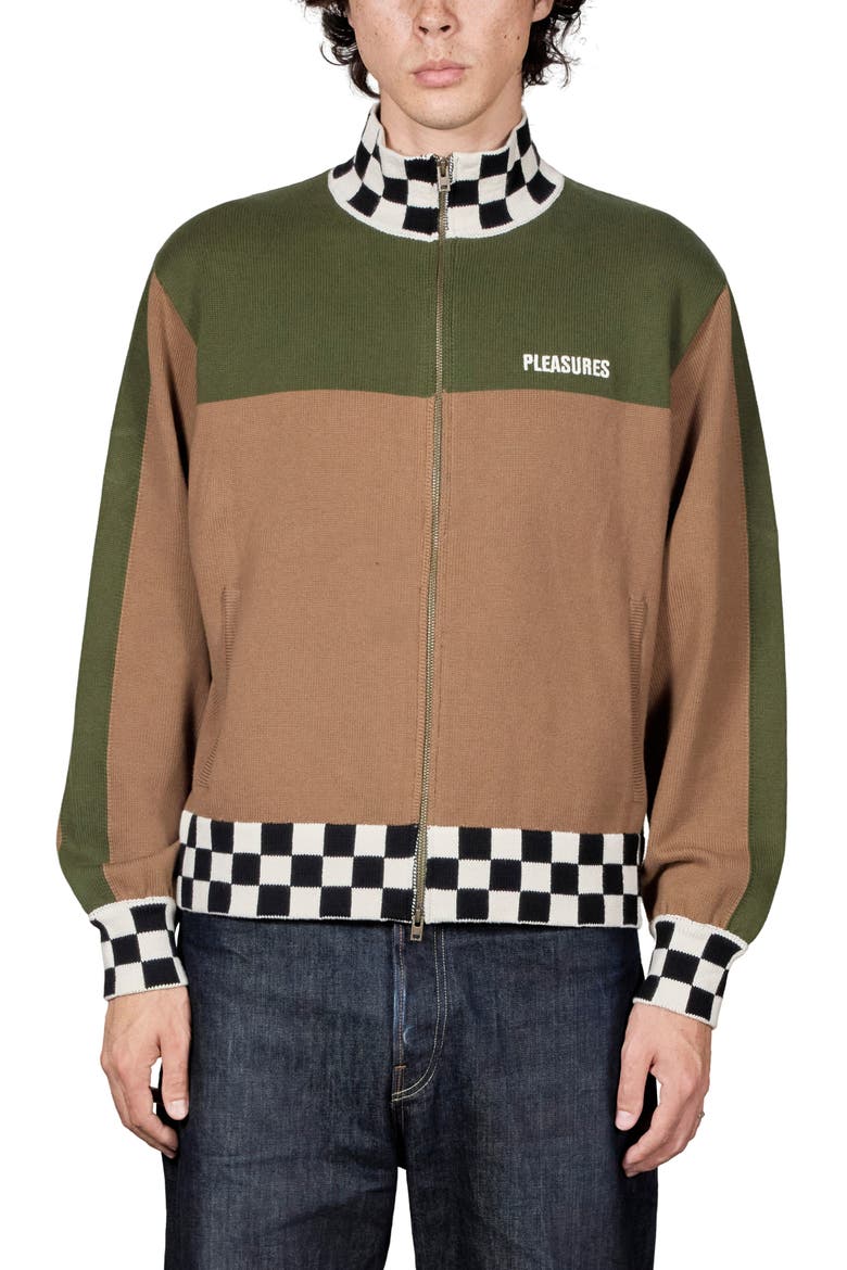 Automation Knit Track Jacket, Main, color, BROWN