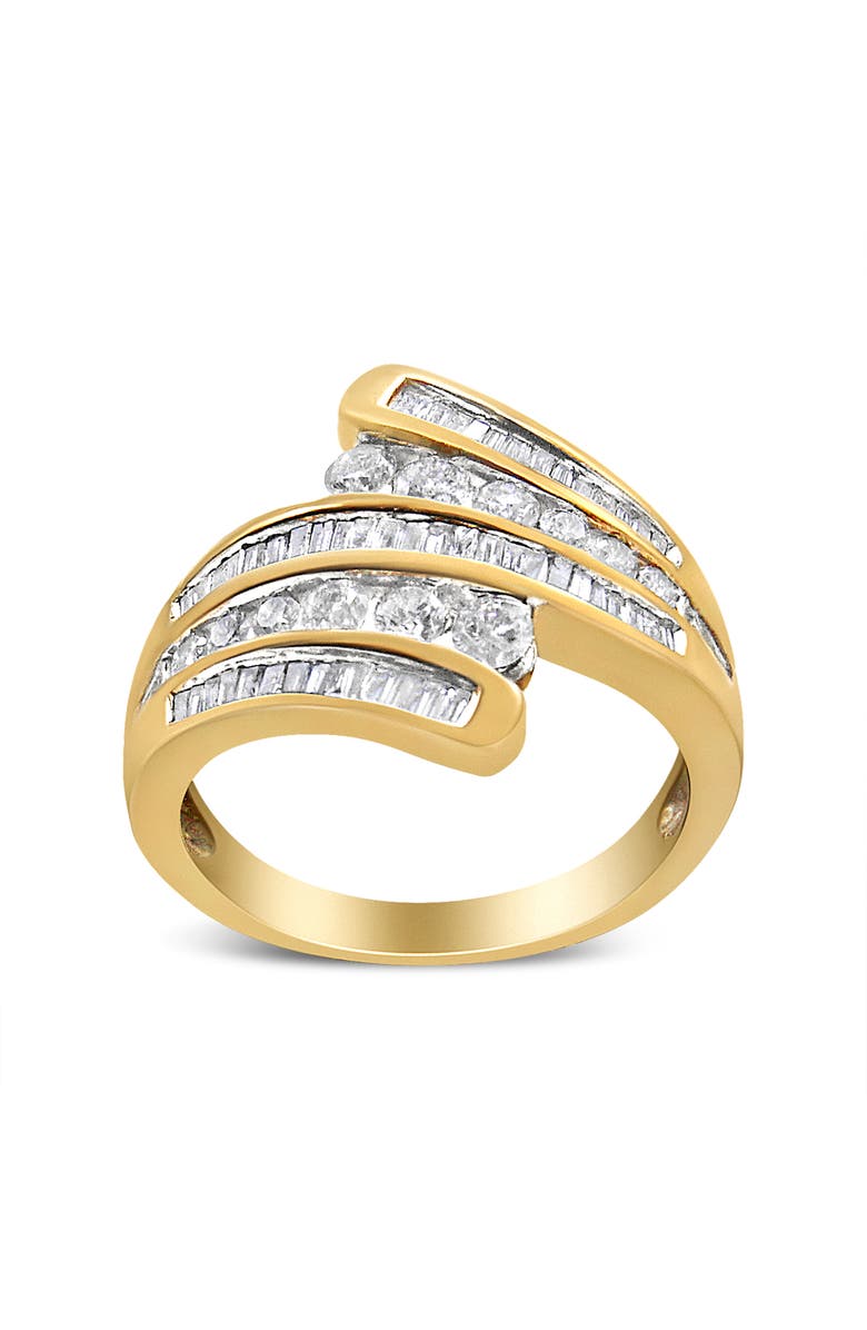 Haus of Brilliance 10K Yellow Gold 1 Cttw Diamond Multi Row Bypass Ring Band, Alternate, color, Yellow