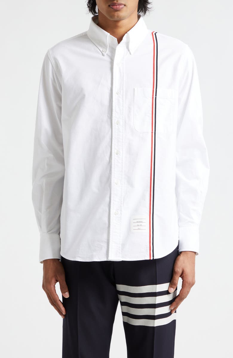 Thom Browne Straight Fit Cotton Poplin Button-Down Shirt, Main, color, 