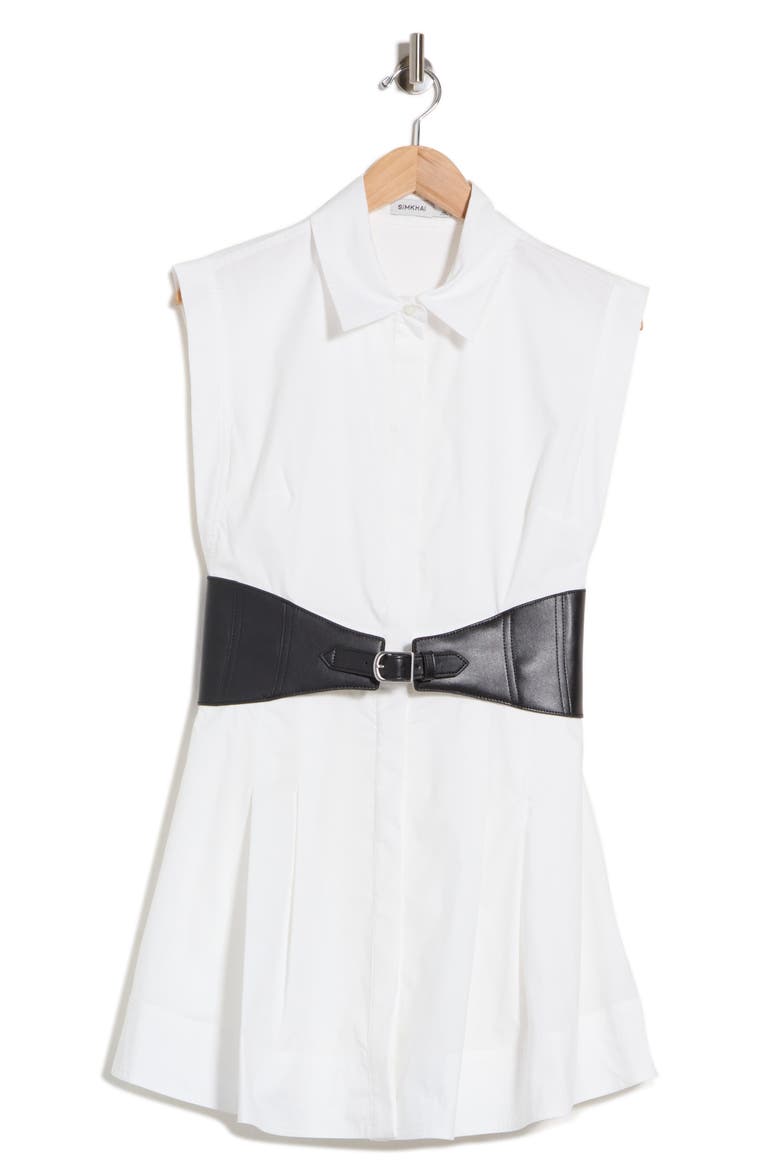 Adler Belted Shirtdress, Main, color, WHITE