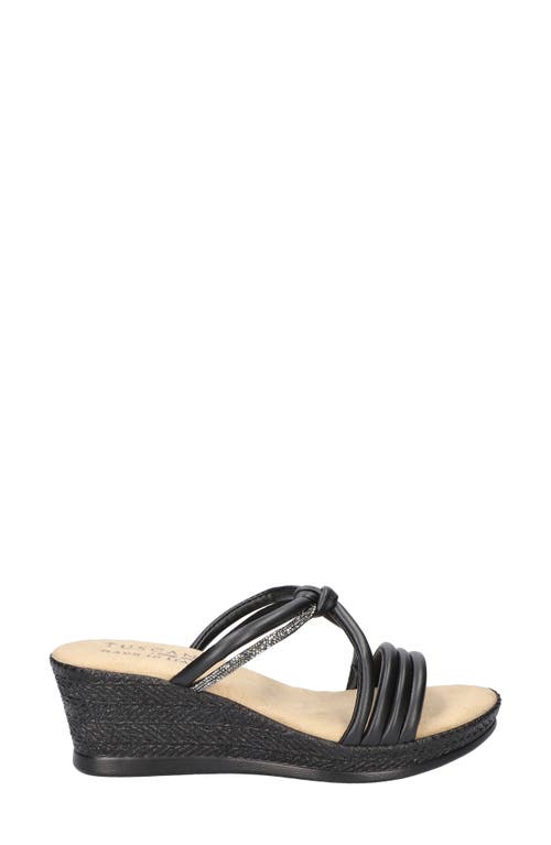 Tuscany By Easy Street® Elvera Womens Embellished Faux Leather Wedge Sandals In Black