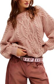 Free People Frankie Cable Cotton Sweater