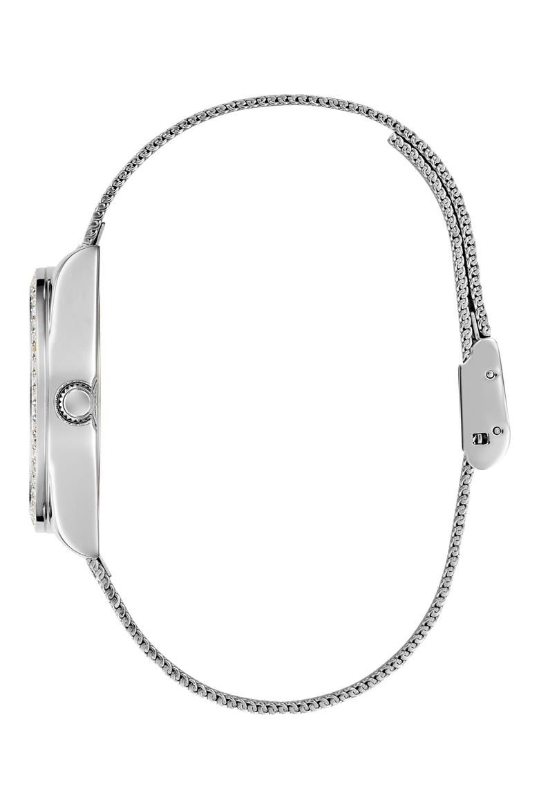 Boa Crystal Bezel Silvertone Mesh Strap Watch, 32mm, Alternate, color, SILVER