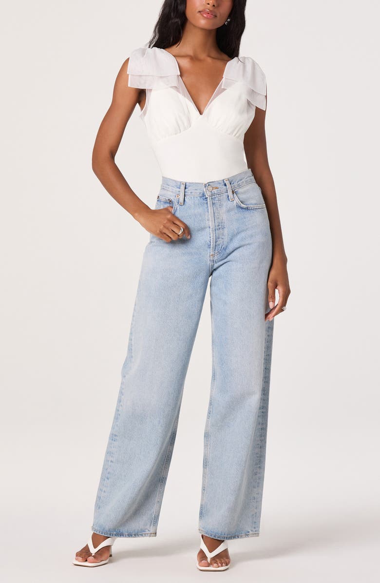 ASTR the Label Maelie Bow Shoulder Bodysuit, Alternate, color, White