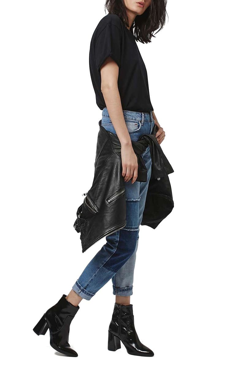 Topshop Mom Patchwork High Rise Jeans, Alternate, color, 