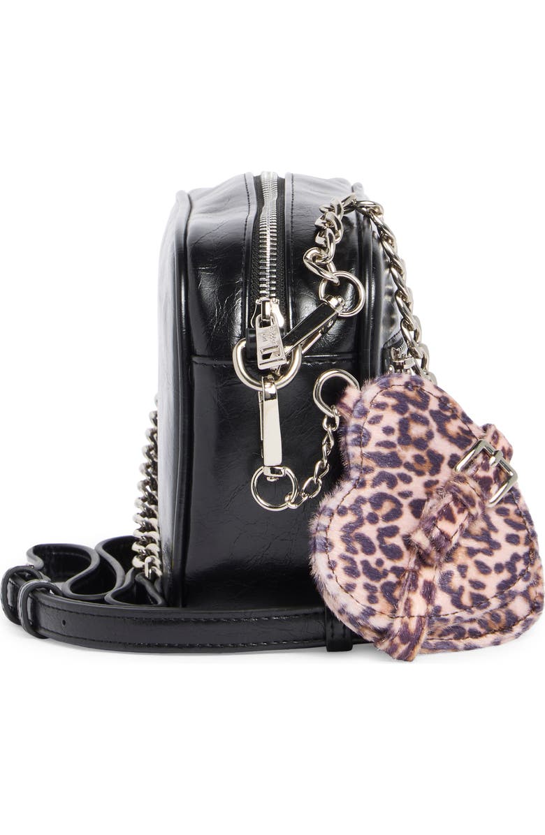 Madden Girl Crinkle Faux Leather Camera Crossbody Bag with Pouch, Alternate, color, Black