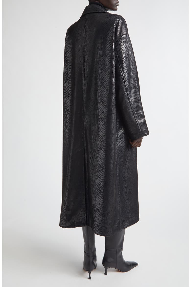 Oceana Reptile Embossed Faux Leather Coat, Alternate, color, BLACK
