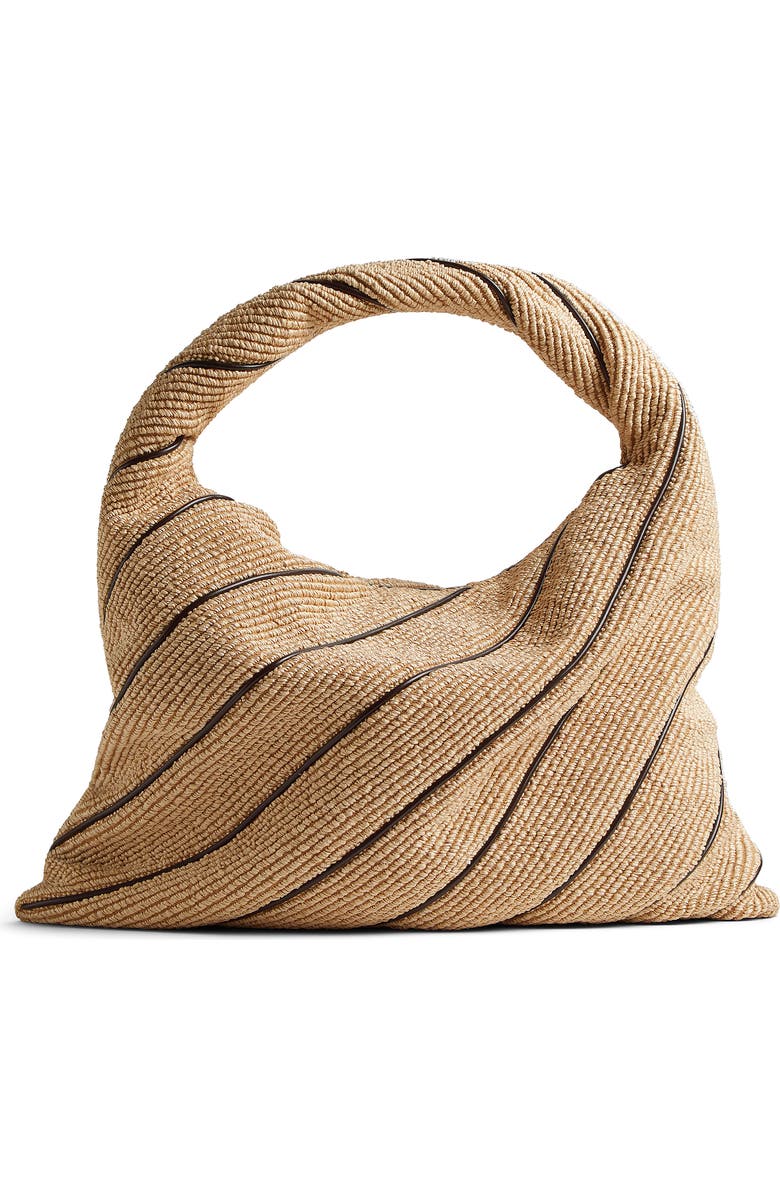 Bottega Veneta Large Hop Stripe Raffia Hobo Bag, Alternate, color, 9249 Natural-Fondant