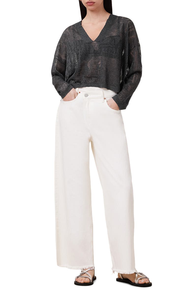 AllSaints Kaito V-Neck Sheer Knit Sweater, Alternate, color, 